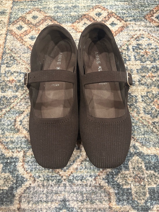 Anne Klein Shoes - Anne Klein Brown Knit Mary Jane Flats with Strap